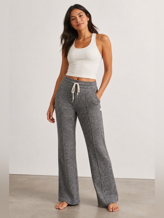 Vuori Pants - Vuori Halo Wide Leg Pants Heather Gray Front Seam Drawstring Lounge Small